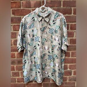 VINTAGE 90’s printed silk shirt Size Large